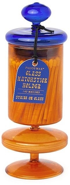 Safe Candle Matches, in a glass bottle, white tip - Paddywax Bubble Glass Matchstick Holder Funky Amber — photo N1