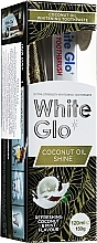 Fragrances, Perfumes, Cosmetics Set with White-Dark Blue Toothbrush - White Glo Coconut Oil Shine (toothpaste/120ml + toothbrush)