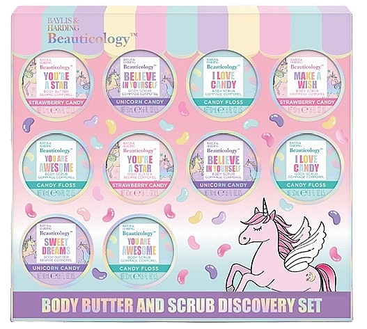 Set, 10 products - Baylis & Harding Beauticology Candy Body Scrub & Butter Discovery Gift Set — photo N1