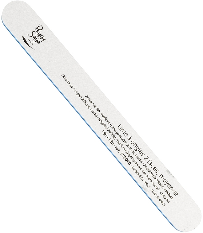 Double-Sided Nail File 180/180, white - Peggy Sage 2-way Washable Medium Nail File  — photo N1