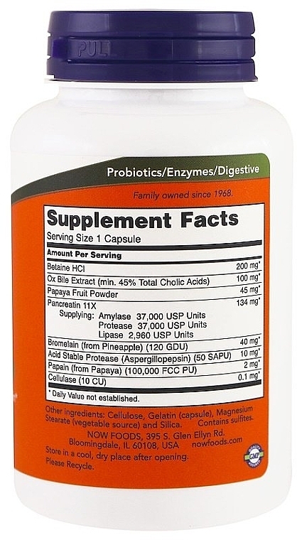 Enzyme Complex "Super Enzymes", in capsules - Now Foods Super Enzymes — photo N6