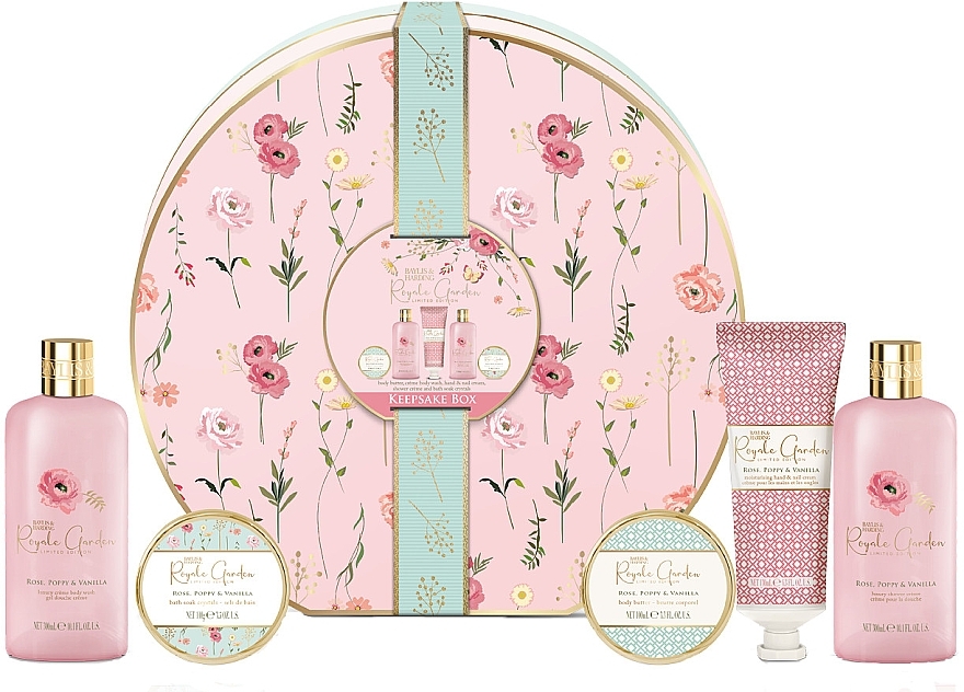 Set, 5 products - Baylis & Harding Royale Garden Rose, Poppy & Vanilla Luxury Hat Box Gift Set — photo N1