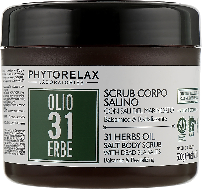 Relaxing Salt Body Scrub - Phytorelax Laboratories 31 Herbs Oil Salt Body Scrub — photo N1