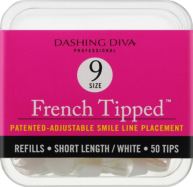 Short Nail Tips "French" - Dashing Diva French Tipped Short White 50 Tips (Size 9) — photo N1