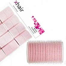 Foam Velcro Rollers, d36 mm, pink, 12 pcs - Xhair — photo N2