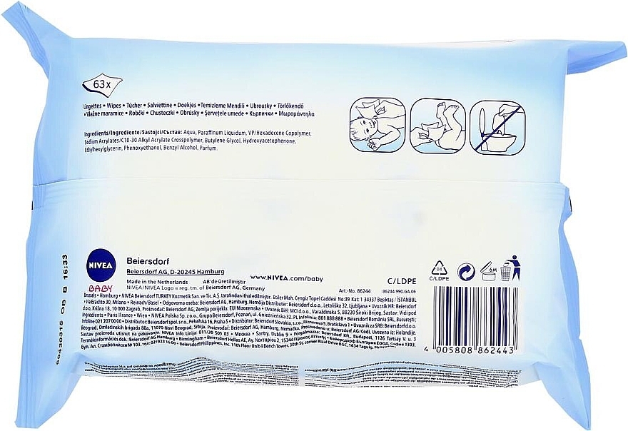 Baby Wet Wipes 63 pcs - Nivea Baby Soft & Cream Cleansing Wipes — photo N2