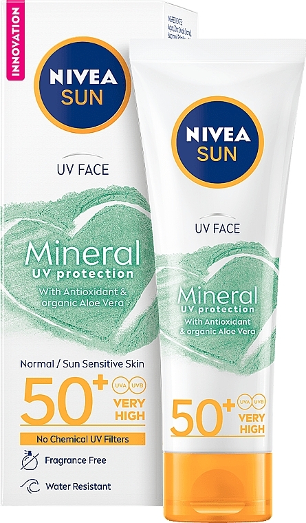 Facial Sun Cream - Nivea Sun Face Mineral Creme SPF 50+ — photo N1