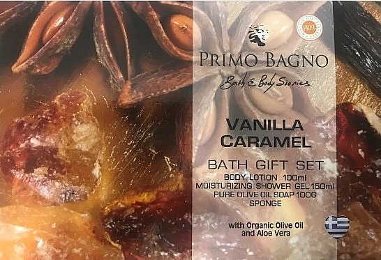Beauty Set - Primo Bagno Vanilla & Carame Paper Bag Set (b/lot/100 ml + sh/gel/150 ml + soap/100 g+ sponge) — photo N1