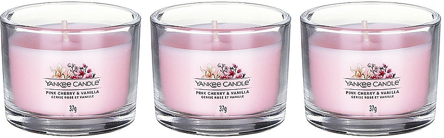 Scented Candle Set "Pink Cherry & Vanilla" - Yankee Candle Pink Cherry & Vanilla (candle/3x37g) — photo N2