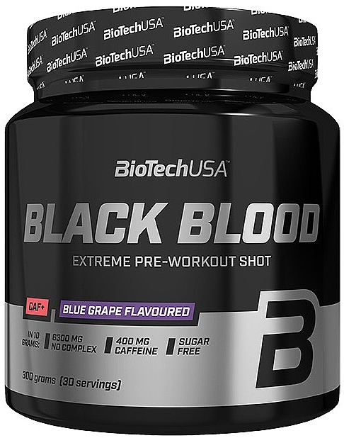 Blue Grape Pre-Workout Complex - BioTechUSA Black Blood CAF+ Blue Grape Extreme Pre-Workout Shot — photo N1