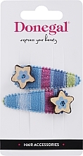 Hair Clips FA-5622, blue with stars - Donegal — photo N1