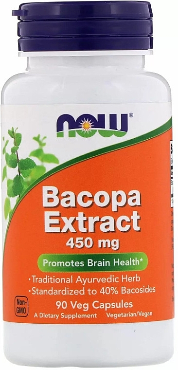 Dietary Supplement "Bacopa Extract", 450mg - Now Foods Bacopa Extract — photo N3