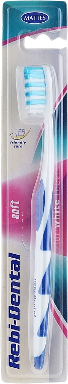 Toothbrush Rebi-Dental M57, soft, white and blue - Mattes — photo N1