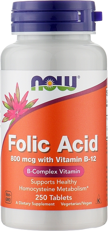 Folic Acid 800 mcg + B12 - Now Foods Folic Acid 800 mcg + B12 — photo N1
