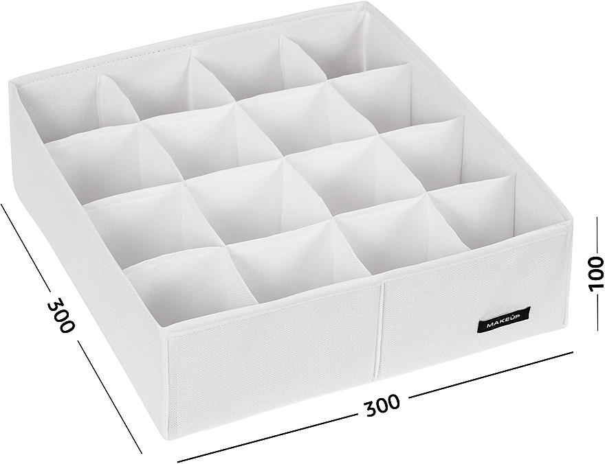 Storage Organiser with 16 Compartments 'Home', white 30x30x10 cm - MAKEUP Drawer Underwear Organizer White — photo N2
