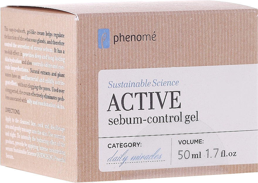 Hyaluronic Acid Cream-Gel - Phenome Sustainable Science Active Sebum-Control Gel — photo N1