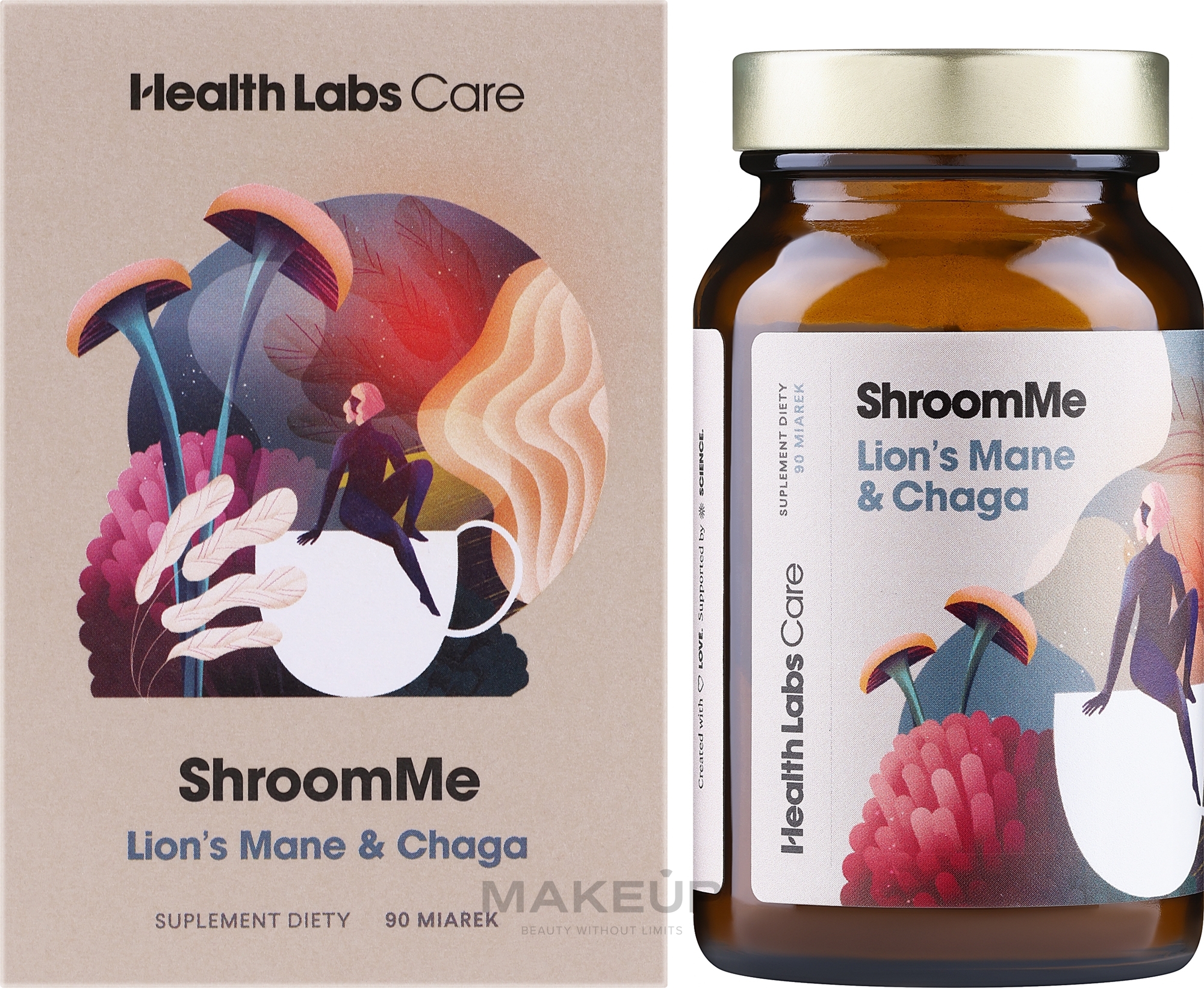 Dietary Supplement for Memory Support, 90 Servings - HealthLabs ShroomMe Lion's Mane & Chaga — photo 90 szt.