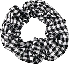 Scrunchie, black with small checkered pattern - Lolita Accessories — photo N2