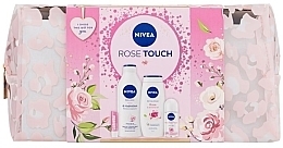 Fragrances, Perfumes, Cosmetics Set - NIVEA Rose Touch (lip/balm/4.8g + sh/gel/250ml + deo/50ml + lot/400 + bag)	