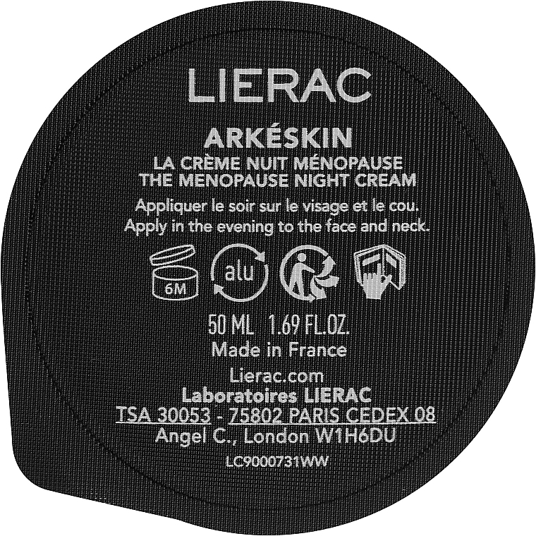 Night Face Cream - Lierac Arkeskin The Menopause Night Cream Refill — photo N1