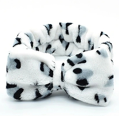 White Cosmetic Headband with Black Polka Dots - Deni Conte — photo N1