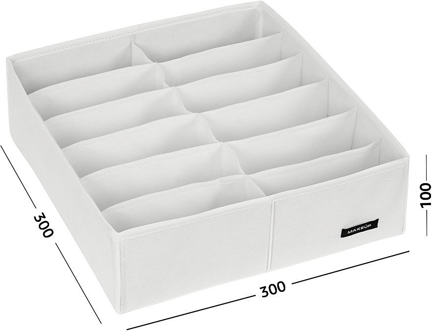 Storage Organiser with 12 Compartments 'Home', white 30x30x10 cm - MAKEUP Drawer Underwear Organizer White — photo N2