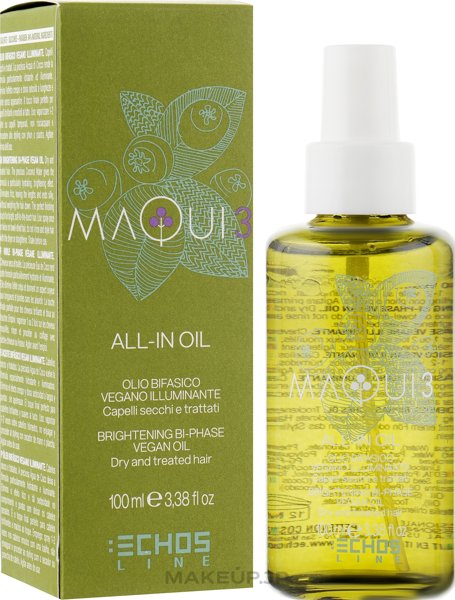 Brightening Bi-Phase Hair Oil - Echosline Maqui 3 Brightening Bi-Phase Vegan Oil — photo 100 ml