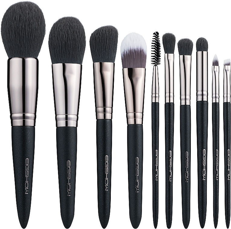 Makeup Brush Set, 10 pcs - Eigshow Beauty Light Gun Black Brush Kit — photo N1