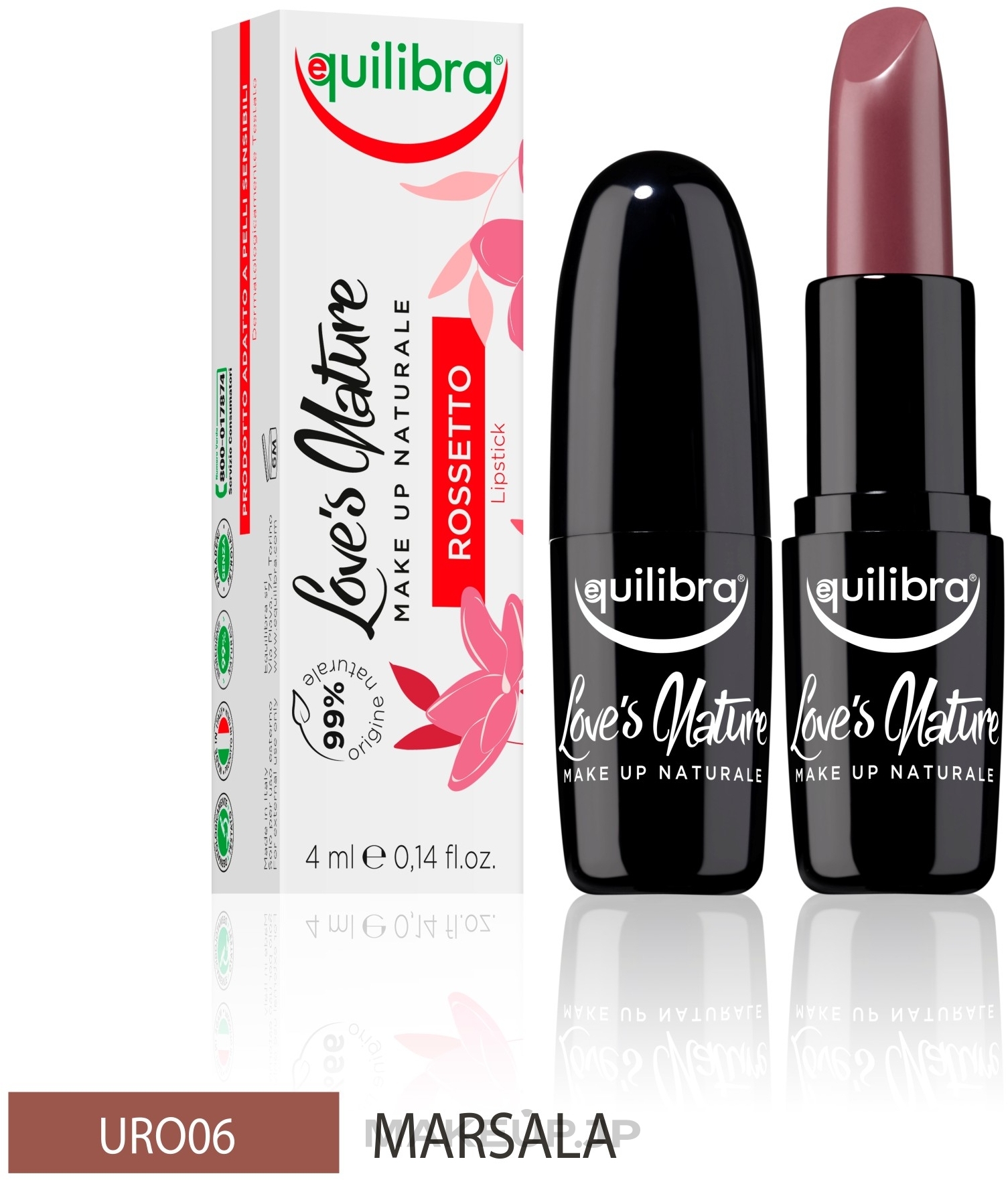 Lipstick - Equilibra Love's Nature Lipstick — photo 06 - Marsala