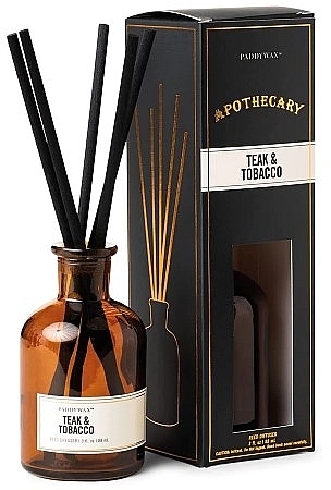 Fragrance Diffuser - Paddywax Apothecary Glass Reed Diffuser Teak & Tobacco — photo N2