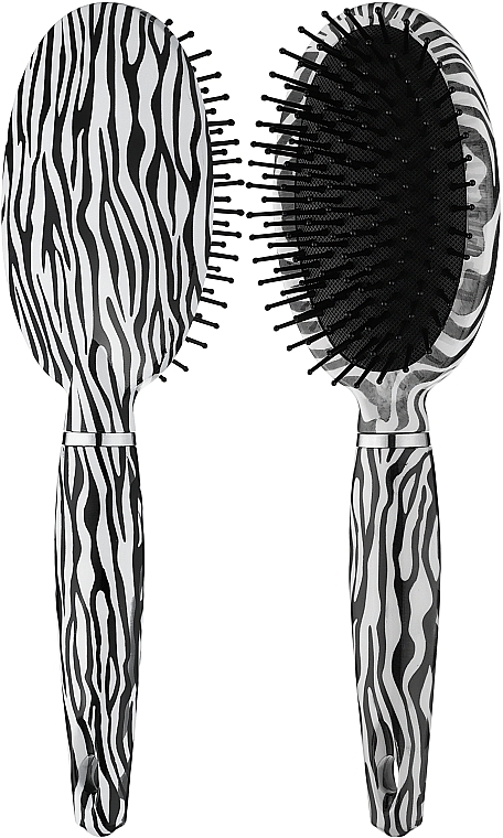 Oval Massage Hair Brush "Zebra", 10 rows - Titania — photo N1