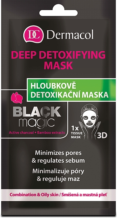 Face Sheet Mask - Dermacol Black Magic Detox Sheet Mask — photo N1