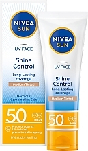 Mattifying Face Cream SPF50 - Nivea Sun UV Face Shine Control Mattifying Effect Medium Tinted Cream SPF50 — photo N1