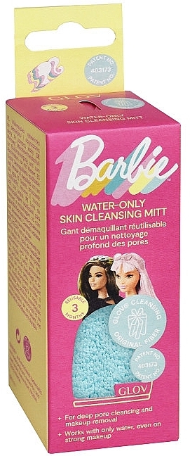 Barbie Makeup Remover Mitt, blue lagoon - Glov Water-Only Cleansing Mitt Barbie Blue Lagoon — photo N2