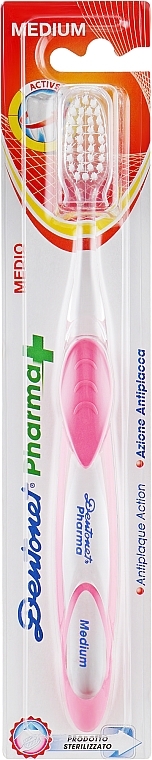 Toothbrush, medium-hard, pink - Dentonet Pharma — photo N1