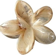 Flower Hair Clip SP348 7.5 x 8 cm, XL, beige - Ecarla — photo N1