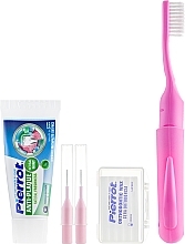 Fragrances, Perfumes, Cosmetics Orthodontic Travel Set, pink - Pierrot Orthodontic Dental Kit (tbrsh/1pc. + tpst/25ml + brush/2pcs. + wax/1pkg.)