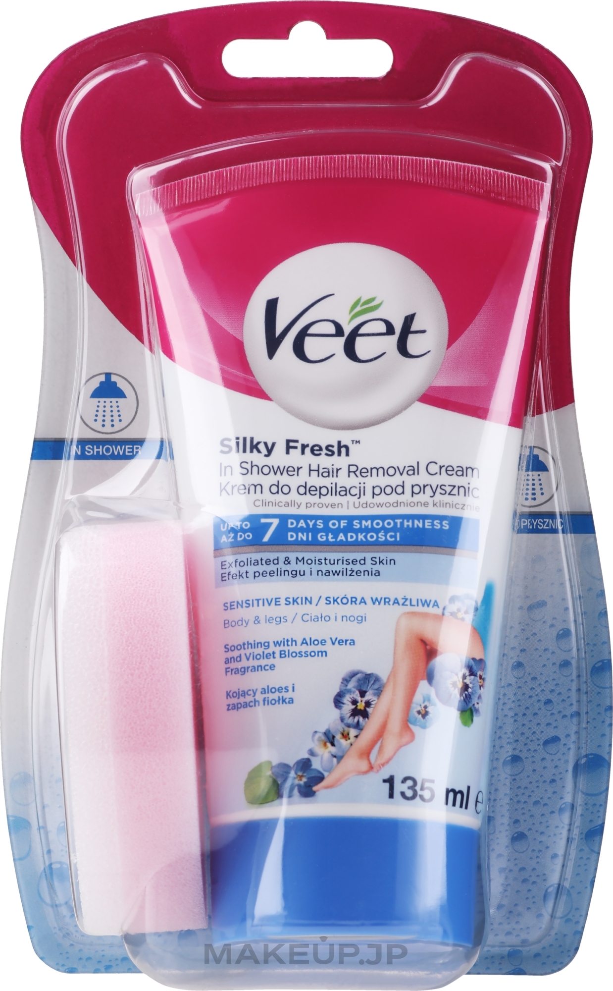 Shower Depilatory Cream with Aloe and Vitamin E for Sensitive Skin - Veet — photo 135 ml