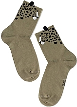 Fragrances, Perfumes, Cosmetics Classic Socks with Print, 17S-183SP, 249, khaki - Conte