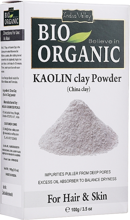 White Kaolin Clay Powder - Indus Valley Bio Organic Kaolin Clay Powder — photo N1