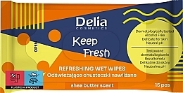 Fragrances, Perfumes, Cosmetics Wet Wipes with Shea Butter Scent, 15 pcs - Delia Keep Fresh Refreshing Wet Wipes Shea Butter Scent