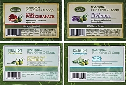 Fragrances, Perfumes, Cosmetics Kalliston Set of 4 Soaps Traditional (soap/4x100g) - Soap Set 'Natural', lavender, pomegranate, aloe