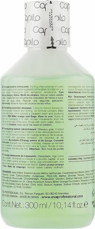 Refreshing Therapeutic Shampoo for Oily Scalp - Eva Professional Capilo Ekilibrium Shampoo №08 — photo N7