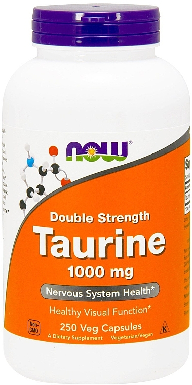 Taurine Amino Acid, 1000mg - Now Foods Taurine 1000mg Double Strength Veg Capsules — photo N2