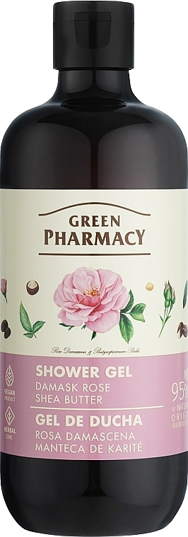 Damask Rose & Shea Butter Shower Gel - Green Pharmacy — photo N1