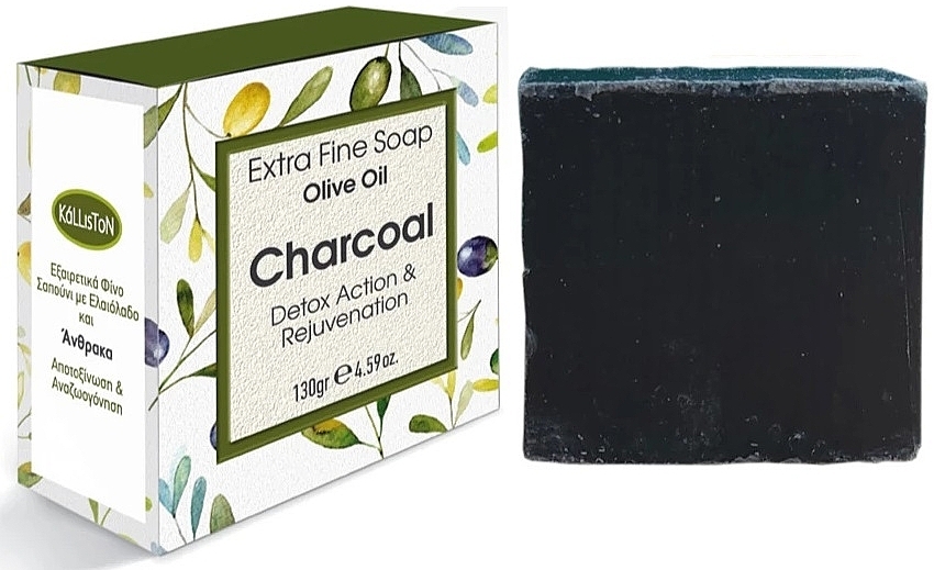 Charcoal Soap - Kalliston Extra Fine Soap Olive Oil With Charcoal — photo N1