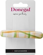 Fragrances, Perfumes, Cosmetics Hair Clip, FA-5684, white with yellow-gree stripes - Donegal