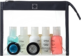 Fragrances, Perfumes, Cosmetics Set - Ofra Skin Care Kit Dry (cleanser/30ml + f/ton/30ml + eye/remover/30ml + f/cr/30ml + ser/30ml + f/peel/7ml + b/scrub/7ml + bag)