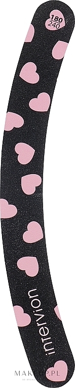 GIFT! Banana Nail File, 180/240, black with hearts - Inter-Vion — photo N1