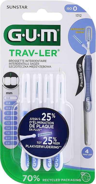 Interdental Brush, 0.6 mm, light blue - Sunstar Gum Trav-Ler — photo N2